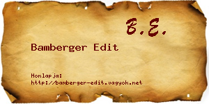 Bamberger Edit névjegykártya